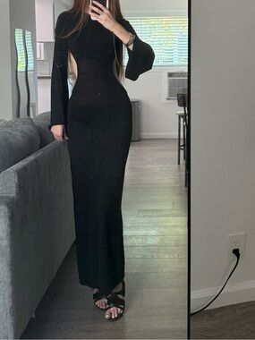 cult gaia Black Cutout Long Sleeve Maxi Dress